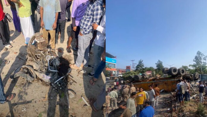 मोहब्बेवाला में सीमेंट से लदा ट्रक पलटा, दो की मौत, दो गंभीर